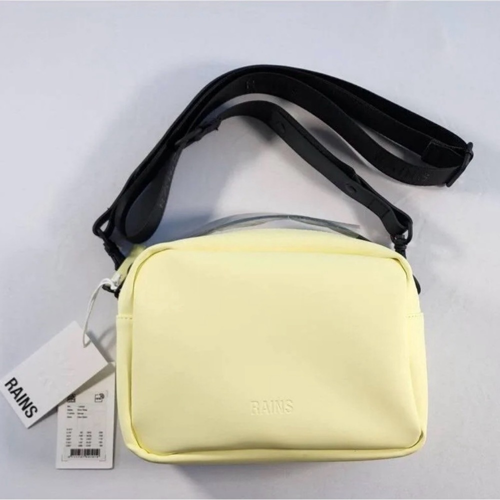 RAINS Box Bag, color Straw. Cross body purse